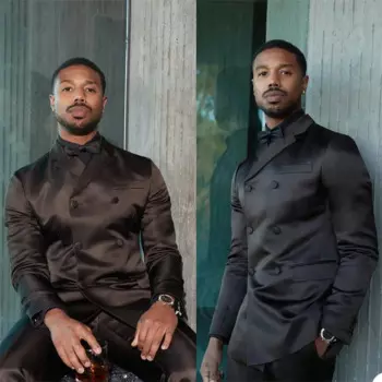 Черные Свадебные смокинги для мужчин, 2 шт., Женская куртка, брюки, двубортный костюм для жениха, мужской деловой официальный костюм