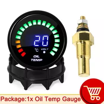 Черный 52 мм цифровой светодиодный автомобильный датчик температуры для масла и охлаждающей жидкости, пластиковый корпус