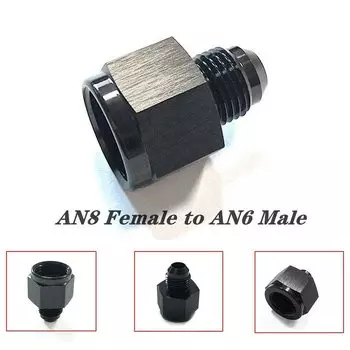 Черный алюминиевый переходник AN8 «мама» на AN6 «папа» фитинговый переходник