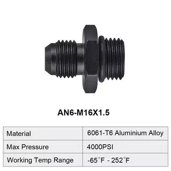 Черный анодированный прямой алюминиевый переходник с наружной резьбой AN6 к M12*1,5 M14*1,5 M16*1,5 M18*1,5 с наружной метрической резьбой, адаптер топливного фитинга