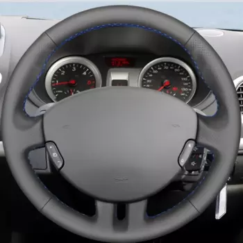 Черный автомобильный чехол на руль из натуральной кожи, дышащий для Renault Clio 3 2005-2013, Clio 3 RS 2005-2013, автоаксессуары
