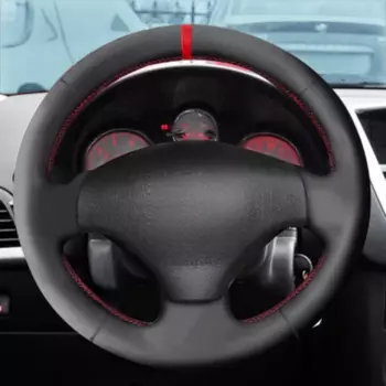 Черный автомобильный чехол на руль, кожа из микрофибры «сделай сам» для Peugeot 206 2007 2008 2009, Peugeot 207 Citroen C2, автоаксессуары