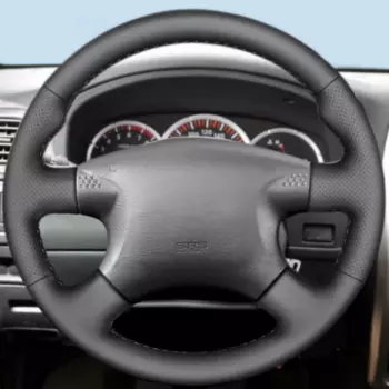 Черный автомобильный чехол на руль, кожа из микрофибры «сделай сам» для Nissan Almera N16 X-Trail T30 Primera P12 Terrano 2, автоаксессуары