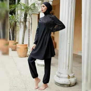 Черный буркини, мусульманский женский купальник с полным покрытием, исламский хиджаб с длинными рукавами, купальник, скромный буркини, купальный костюм, пляжная одежда, костюмы