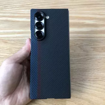 Черный чехол HKSN для Samsung Z Fold6 Fold 6 f6 Kevlar Aramid углеродное волокно геометрический легкий нескользящий матовый/антибликовый 03