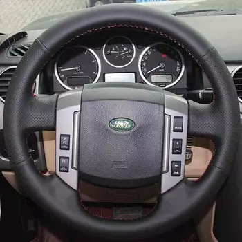 Черный чехол на руль автомобиля из искусственной кожи сшитого вручную для Land Rover Freelander 2, 2007, 2008, 2009, 2010, 2011, 2012-2018