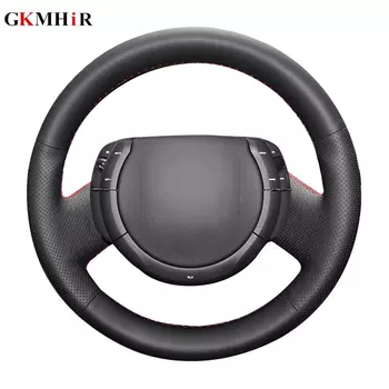 Черный чехол на руль из искусственной кожи, прошитый вручную, черный чехол рулевого колеса автомобиля для Citroen Triumph Old C4 C-quatre