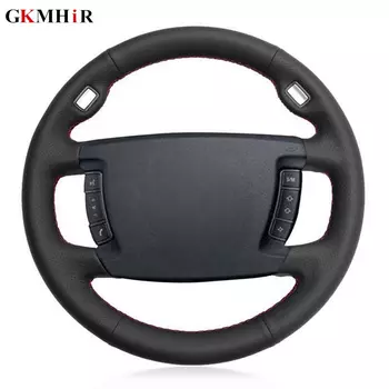 Черный чехол на руль из искусственной кожи своими руками, сшитый вручную для BMW E65 E66 2001-2008 (4 спицы)