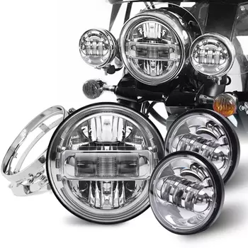 Черный/Хромированный 7-дюймовый семейный фонарь/4,5 дюймовый противотуманный фонарь для Harley Davidson Electra Glide Road King комплект фар для мотоцикла