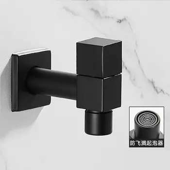 Черный квадратный кран из латуни, настенный угловой кран для ванной комнаты, смеситель для стиральной машины, внешний садовый кран для ванны, туалета, швабра, краны для бассейна