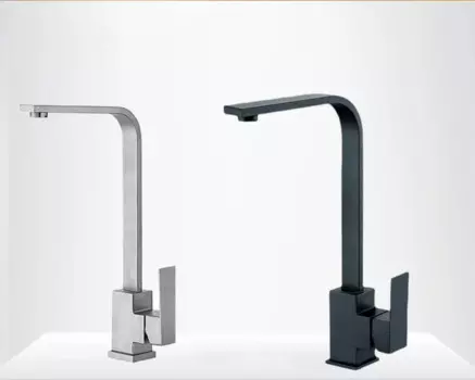 Черный квадратный смеситель для раковины из нержавеющей стали, кухонный смеситель для горячей и холодной раковины