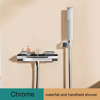 Черный настенный смеситель для ванны Водопад JIEFADZ