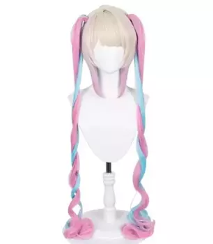 Черный парик Ame KAngle, заколки для волос, длинный парик для косплея, игра Ame-chan Angle-chan, двойной хвост, галстуки-бабочки