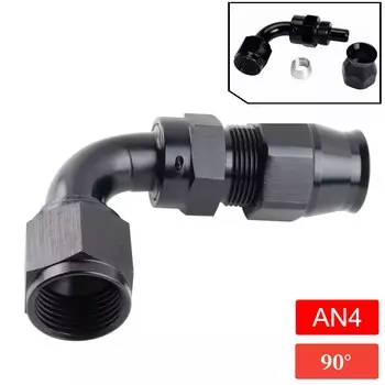 Черный прямой конец шланга AN4/AN6/AN8/AN10/AN12, 45, 90, 180 градусов, PTFE, адаптер для шланга для топлива, Газа