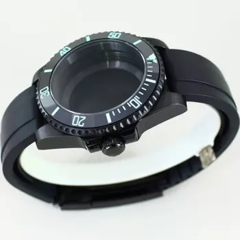 Черный PVD 40 мм мужские корпуса часов резиновый ремешок для Seiko NH35 NH36 NH38 NH34 Miyota 8215 ETA 2824 Механизм 28,5 мм циферблат Submariner