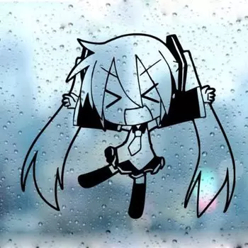 Черный/серебристый Kawaii Vocaloid аниме автомобильная наклейка съемная водонепроницаемая наклейка на окно кузов 15 см
