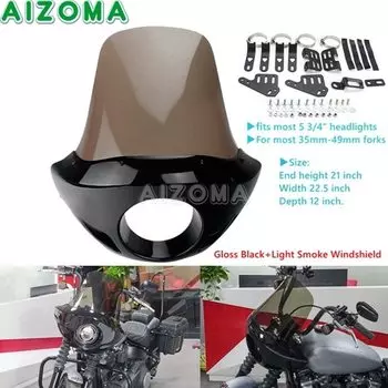 Черный/серебристый обтекатель фар, лобовое стекло, обтекатель для Harley Dyna Sportster XL 1200, Iron 883 XL883N FXD Cafe Racer