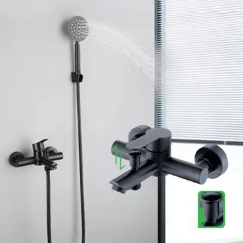 Черный смеситель для ванной комнаты, смеситель для ванны из нержавеющей стали 304, смеситель для горячей и холодной воды, настенный смеситель с ручной насадкой для душа