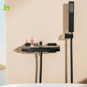 Черный настенный смеситель для ванны Водопад JIEFADZ