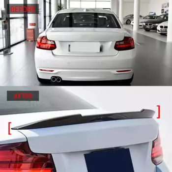Черный спойлер, крыло для 2014-2019 BMW 2 серии F22 CS, спойлер, верхние крылья, черный корпус для губ, сплиттер, отделка багажника, клейкая палочка