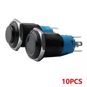 Черный светящийся металлический переключатель со светодиодной подсветильник кой, 12/16/19/22 мм