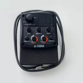 Cherub G-Tone Series Предусилитель для акустической гитары GT-6, пьезозвукосниматель, 3-полосный эквалайзер, светодиодный тюнер, черный
