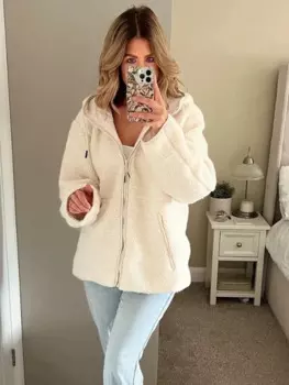 Chicheca женская повседневная однотонная тедди куртка с капюшоном пальто с карманами на молнии с длинным рукавом женская пушистая белая осенняя куртка пальто из искусственного меха