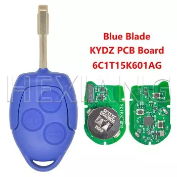 Чип HE 6C1T15K601AG 4D63 433 МГц KYDZ печатная плата черный/синий автомобильный пульт дистанционного управления для Ford Transit MK7 WM VM 2006-2014