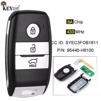 Чип KEYECU 433 МГц, 8 А, артикул: 95440-H8100 FCC ID: SYEC3FOB1611, интеллектуальный дистанционный автомобильный брелок без ключа для Kia Rio Stonic 2017 2018 2019
