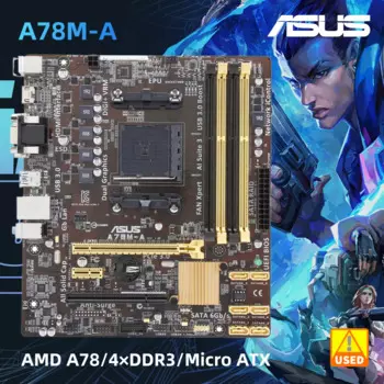 Чипсет ASUS A78M-A AMD A78 с поддержкой 4 x DDR3 DIMM 64GB PCI-E X16 SATA 3 USB 3,0 VGA Micro ATX FM2/FM2 + материнская плата с разъемом б/у