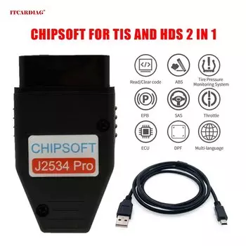 Chipsoft J2534 Pro VCI диагностический инструмент для Toyota TIS Techstream 18.00.008 и для Honda HDS 3.102.051 2 в 1 кабель OBD сканер