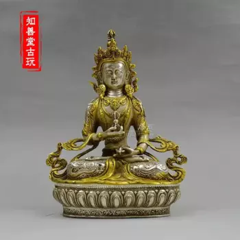 Чистая тибетская бронзовая посуда Будды Zhishantang, белая медь, позолоченная Эзотерическая буддистская статуя, стальной Будда, 8-дюймовое алмазное седло