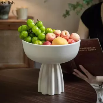 Чистый белый керамический поднос для фруктов, поднос для конфет, лотки для хранения в гостиной, посуда с мелкими изъянами