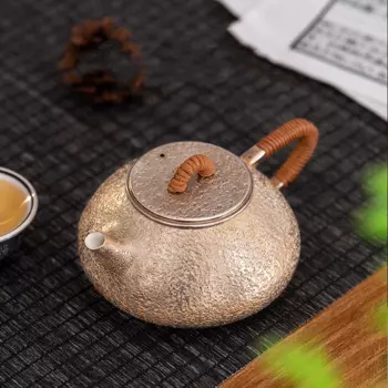 Чистый серебряный 999 чайник Jingzhou, каменный ковш, домашний горшок, чистый ручной кухонный серебряный горшок