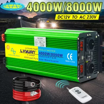 Чистый синусоидальный сигнал 8000 Вт пиковый постоянный ток 12 В/24 В в переменный ток 110 В/220 В Инвертор солнечной энергии с 3,1 а двойным USB дисплей светодиодный дисплей Универсальный/ЕС/США розетка