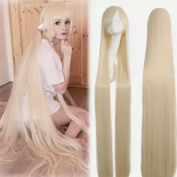 Chobits Chi 59 дюймов супер длинный прямой блондин косплей парик вечерние волосы парики