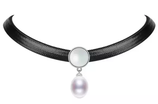 Чокер женский из серебра 925 пробы с натуральным жемчугом