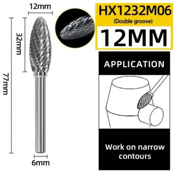 Chowmaster H HX твердосплавные фрезы с одним слотом и двойной канавкой, вольфрамовая сталь, роторный напильник, шлифовка, удаление заусенцев для дерева, алюминия
