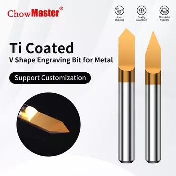 CHOWMASTER V-образная гравировальная насадка с титановым покрытием для металла 0,1 0,2 0,3 0,4 0,5 мм, наконечник 20/30/45/60/90 градусов, твердосплавные насадки для резьбы