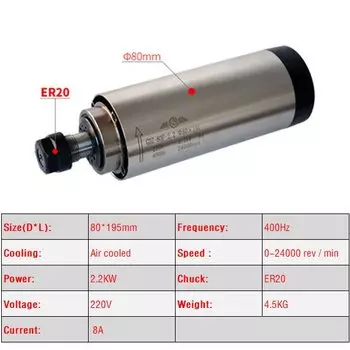 ЧПУ шпиндельный двигатель 800 Вт/1.5 кВт/2.2 кВт 220 В