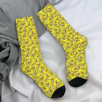 Чулки с рисунком желтой утки, модные носки с рисунком птицы для отдыха, зимние противоскользящие носки, мужские спортивные теплые мягкие носки для бега