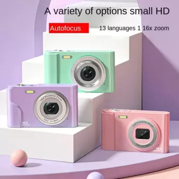 Цифровая мини-камера 1080P FHD, 48 МП, ЖК-экран, перезаряжаемая компактная камера с 16-кратным цифровым зумом, видеорегистратор YouTube для детей и взрослых