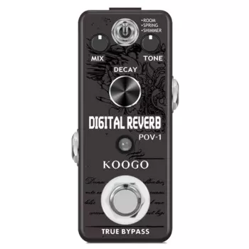 Цифровая ревербераторная педаль Koogo для гитары Ocean Verb, педали для комнаты, весна, мерцание, 3 режима, широкий диапазон с хранением тембряной педали