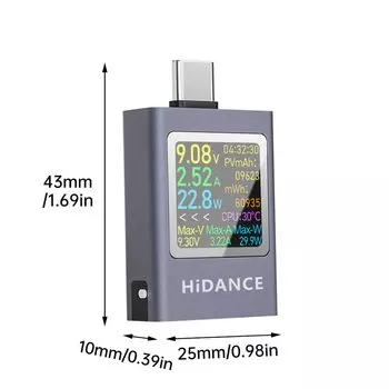 Цифровой амперметр Aideepen DC 4.5-50V 0-12A PD3.1