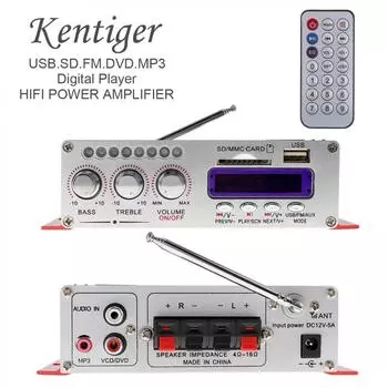 Цифровой аудиоплеер HY-502 2CH Hi-Fi, mp3-колонка, автомобильный усилитель, FM-радио, стереоплеер с поддержкой SD / USB / MP3 / DVD входа