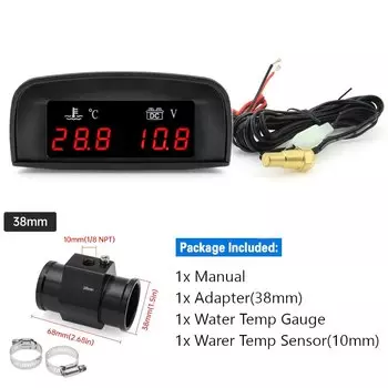 Цифровой Автомобильный Датчик Температуры Воды 2-в-1, Вольтметр С Датчиком Температуры Охлаждающей Жидкости
