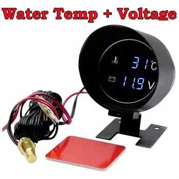 Цифровой автомобильный вольтметр, измеритель температуры воды и напряжения, 2 в 1, 12 В, 24 В