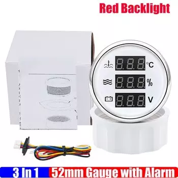 Цифровой датчик 2 "52 мм 3 в 1 Измеритель уровня воды, топлива, сточных вод, температуры масла, масла, измеритель давления масла, тахометр, вольт с сигнализацией на заказ