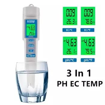 Цифровой измеритель качества питьевой воды 3 в 1, мультипараметрический тестер качества питьевой воды для аквариумов, бассейнов, PH-монитор