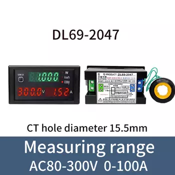 Цифровой измеритель мощности DL69-2047, Многофункциональный Интеллектуальный вольтметр, амперметр переменного тока, точный детектор коэффициента мощности